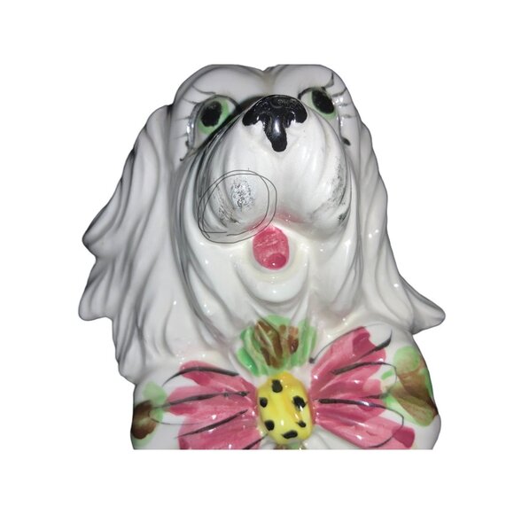 Tall White Sitting Ceramic Dog Figurine Made in Japan - Picture 3 of 9